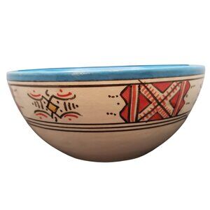 Hand Painted Moroccan Ceramic Bowl Serghini Safil Signed Vintage Studio Pottery